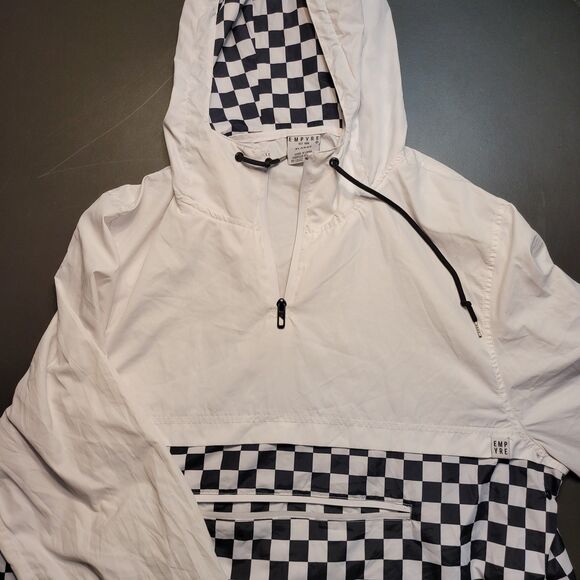Empyre Black White Checkered Pullover Windbreaker Lightweight Jacket Men XL VGC - Picture 1 of 9